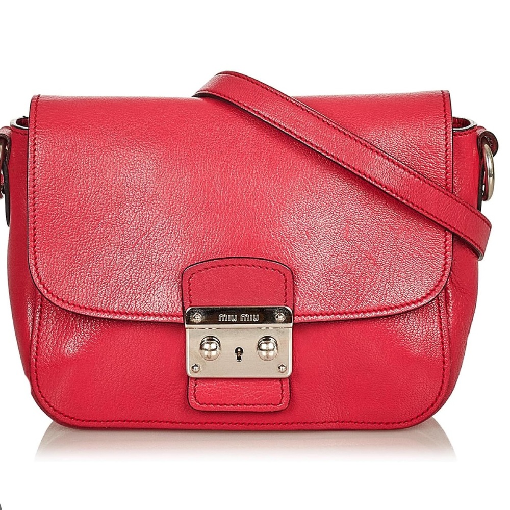 Miu Miu Bandoliera Red Leather Crossbody Bag